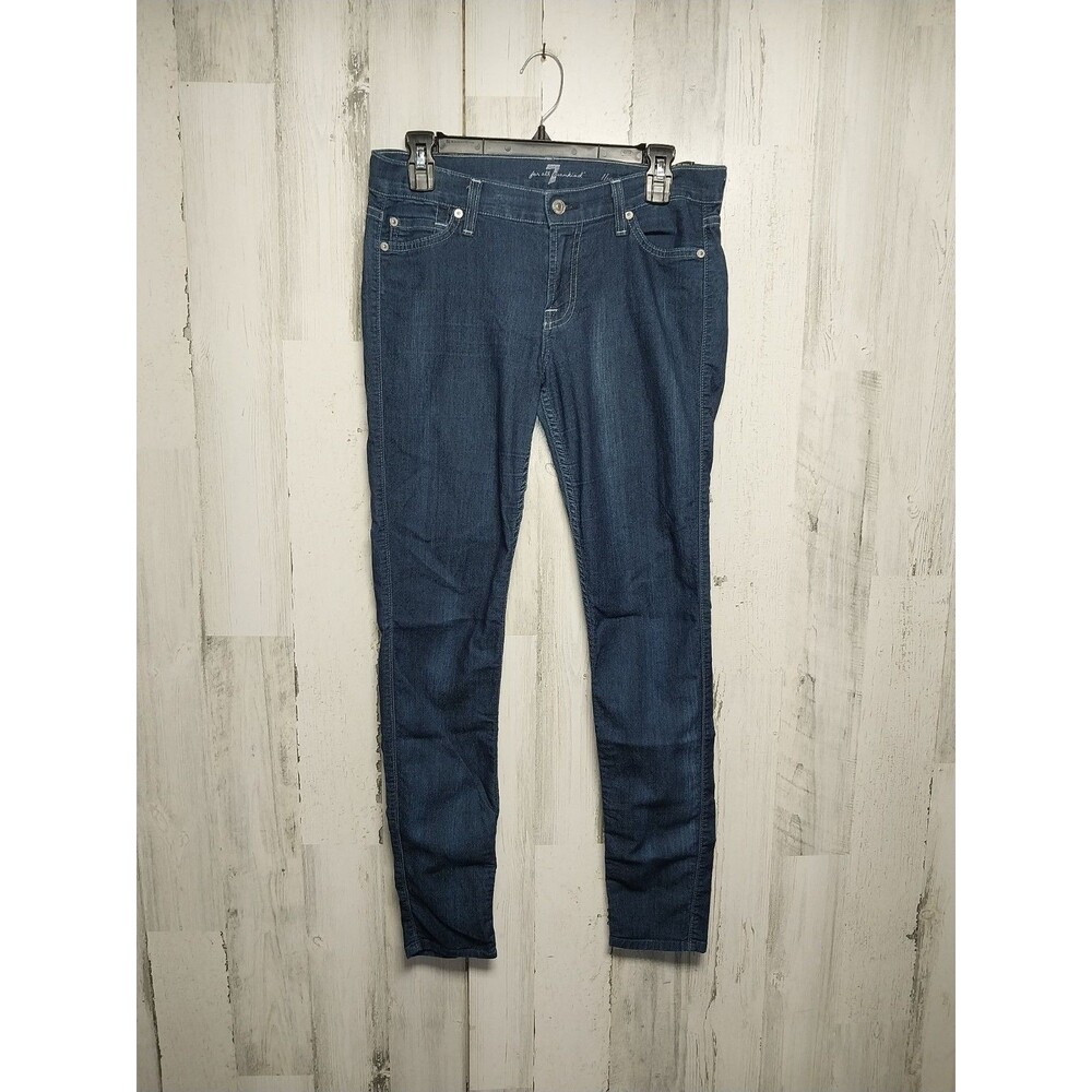 Seven 7 For All Mankind Women's Jeans Size 28 Blue The Skinny Cotton Blend